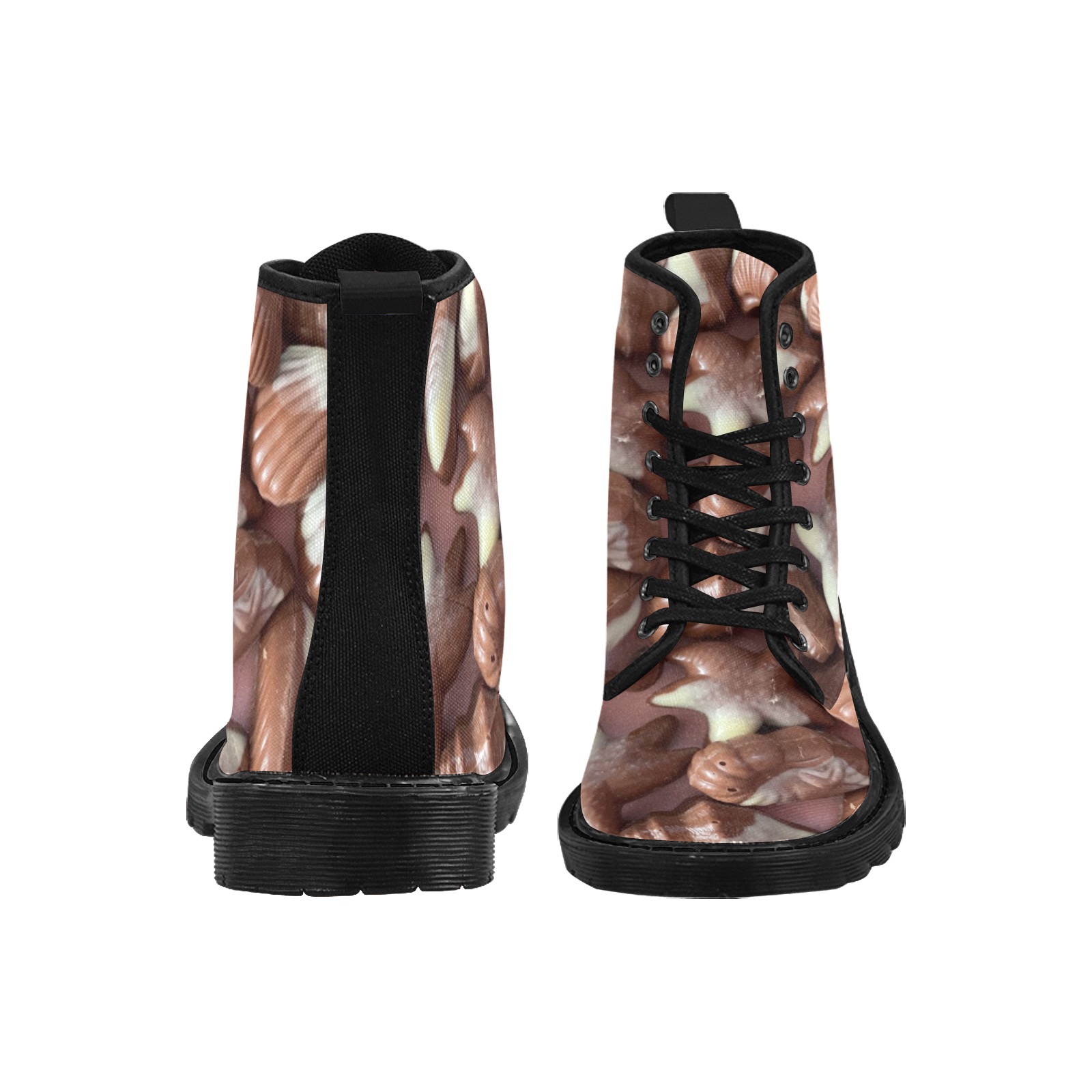 chocolate shells Martin Boots for Women (Black) (Model 1203H)