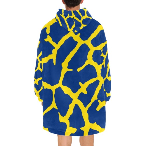 Giraffe Print Navy Yellow Blanket Hoodie for Men