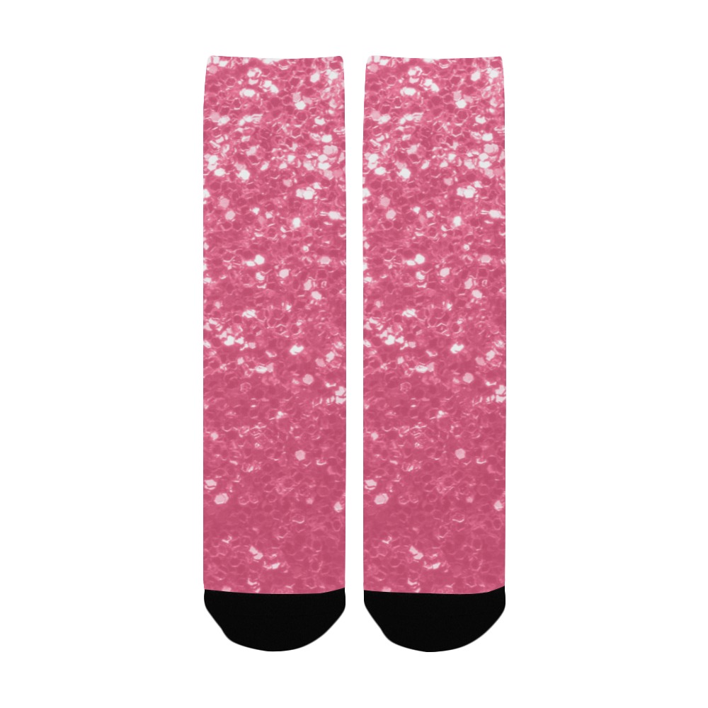 Magenta light pink red faux sparkles glitter Women's Custom Socks
