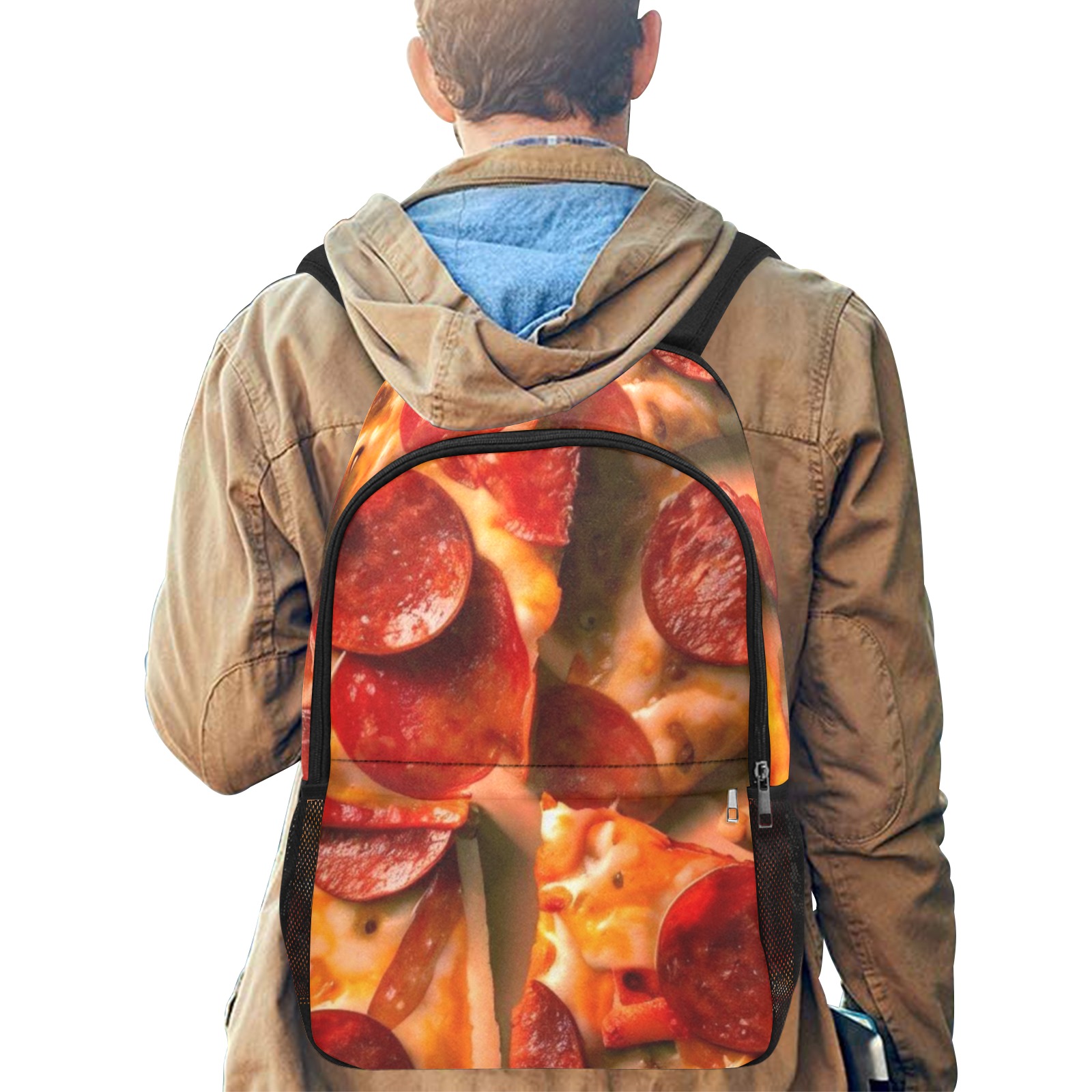 PEPPERONI PIZZA 11 Fabric Backpack with Side Mesh Pockets (Model 1659)