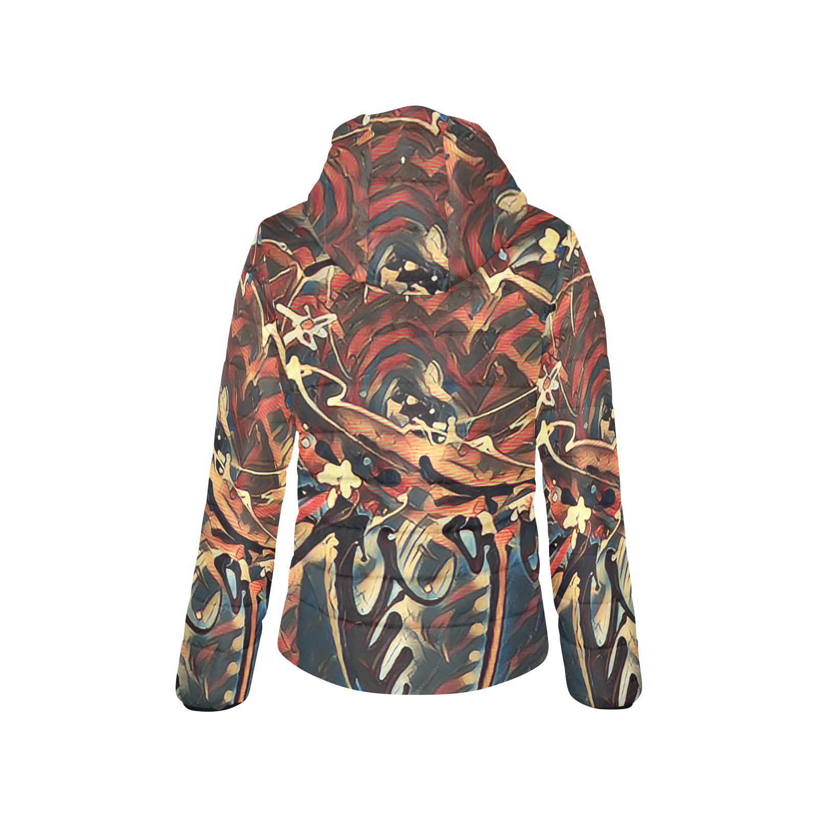 poppy love 2b Women's Padded Hooded Jacket (Model H46)