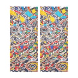 Colorful geometrical shapes. African theme art. Gauze Curtain 28"x95" (Two-Piece)