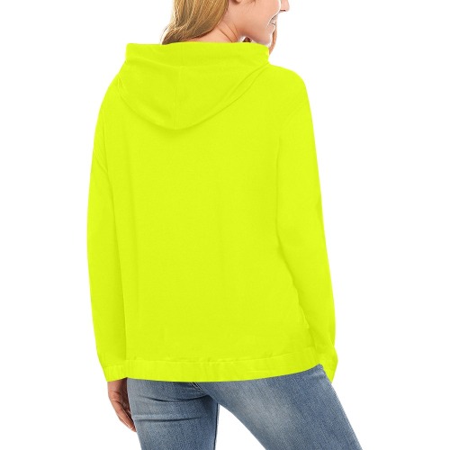 Waterbug Gym Fit Chartreuse Yellow All Over Print Hoodie for Women (USA Size) (Model H13)