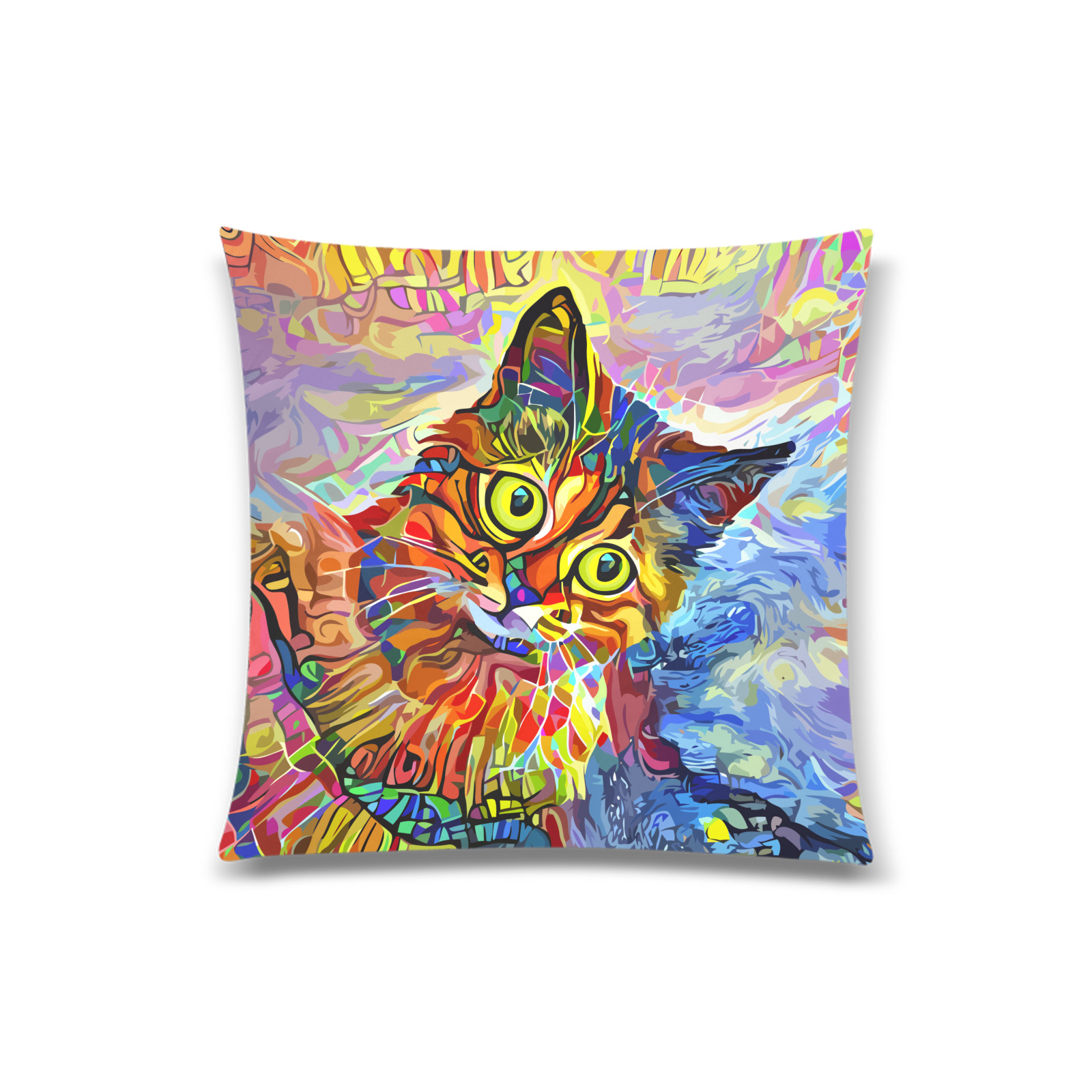 Abstract Cat Face Artistic Pet Portrait Painting Custom Zippered Pillow Case 20"x20"(Twin Sides)