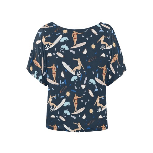 Surfing the terrazzo sea 2 Women's Batwing-Sleeved Blouse T shirt (Model T44)