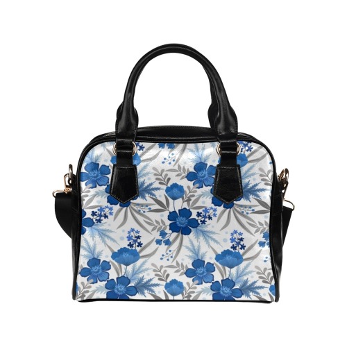 Beautiful Blue Floral Shoulder Handbag (Model 1634)