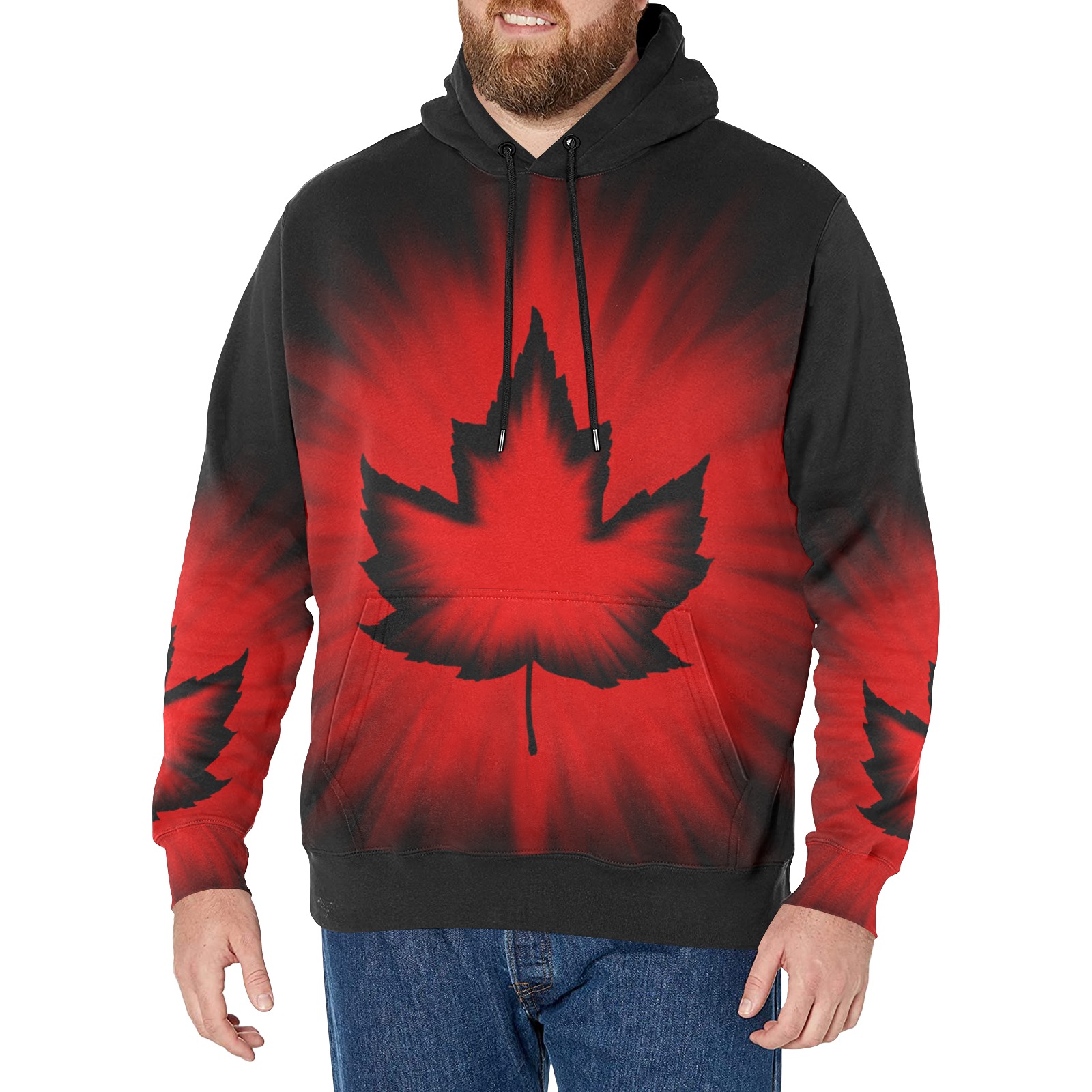 New Canada Men's Long Sleeve Fleece Hoodie (Model H55)