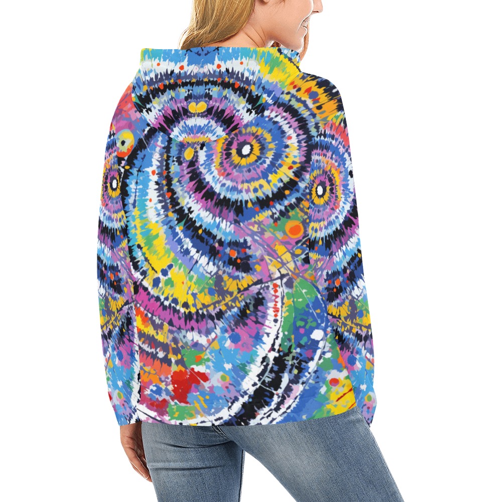 Whirlpool of colors abstract tie-dye pattern. All Over Print Hoodie for Women (USA Size) (Model H13)