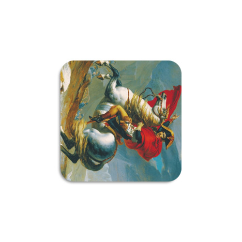 First Remastered Version of Napoleon Crossing The Alps by Jacques-Louis David Square Fridge Magnet