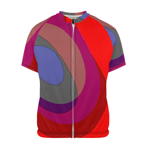 Red Abstract 714 Men's Cycling Jersey (Model T77)