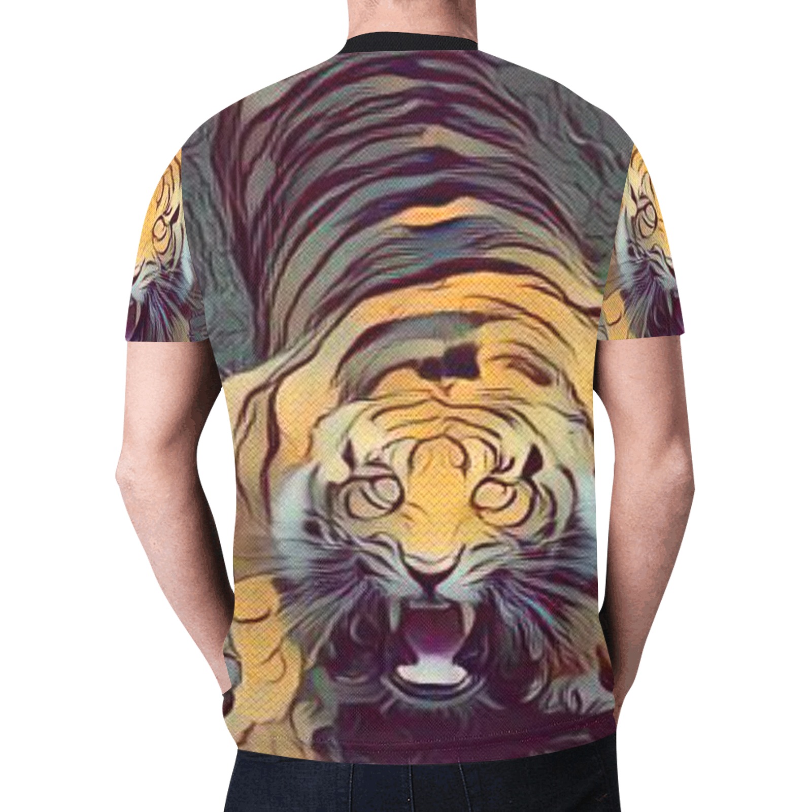 Tiger Color Painted Looking Up New All Over Print T-shirt for Men (Model T45)