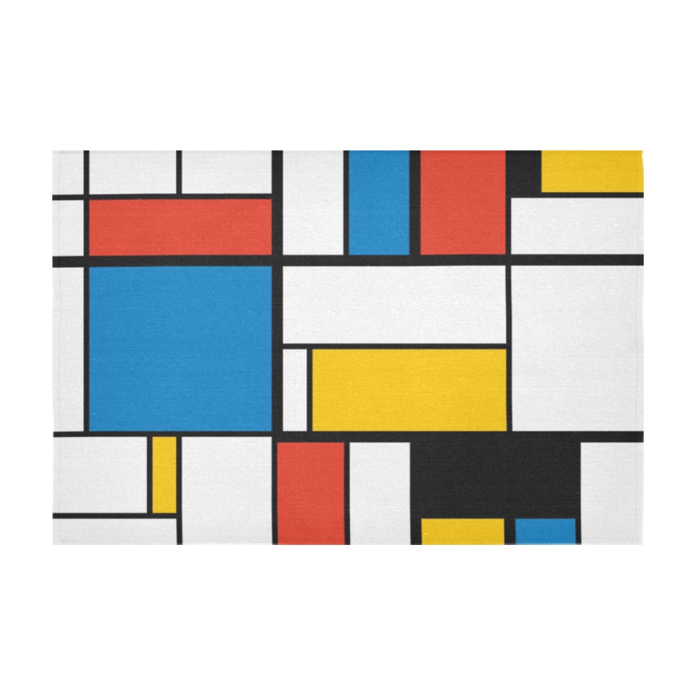 Mondrian De Stijl Modern Cotton Linen Tablecloth 60" x 90"