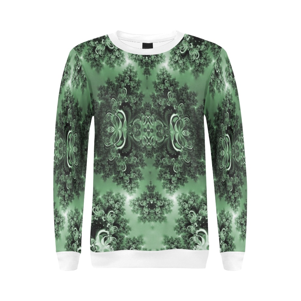 Deep in the Forest Frost Fractal All Over Print Crewneck Sweatshirt for Women (Model H18)