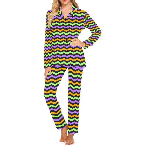 Halloween Chevron Women's Long Pajama Set