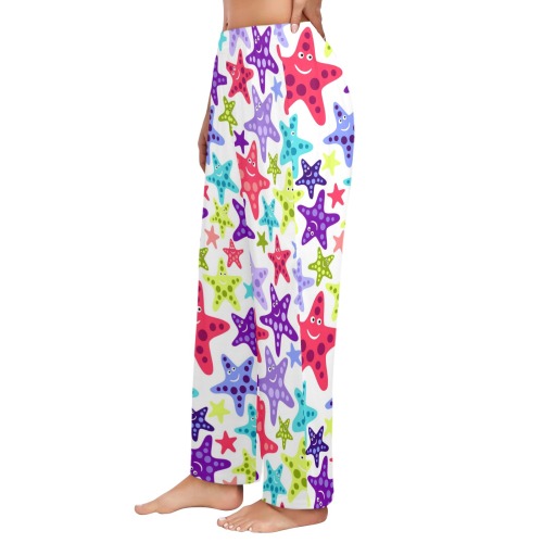 Star Fish Print Women's Pajama Trousers without Pockets