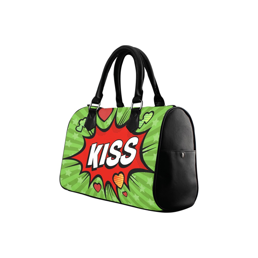 FD's Pop Art Collection- Super Hero Green with a Big Kiss 53086 Boston Handbag (Model 1621)