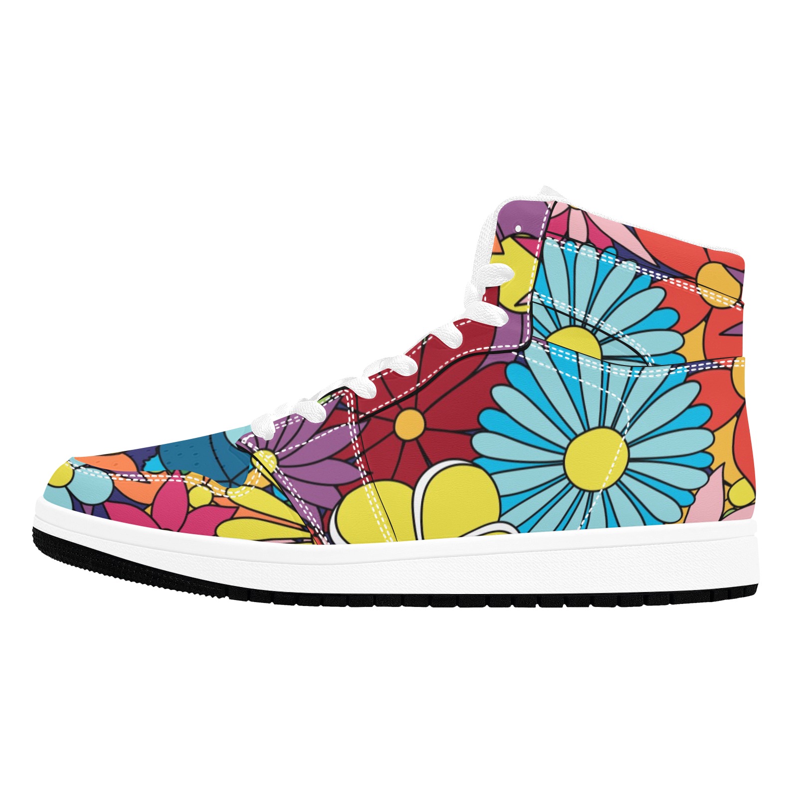 Hippy Flower Power Men's High Top Sneakers (Model 20042)