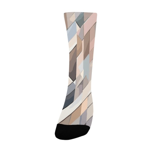 Chic geometric pattern of diagonal lines in beige Custom Socks for Women