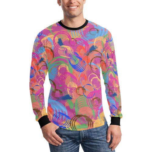 Colorful Paint and Rings Abstract Men's All Over Print Long Sleeve T-shirt (Model T51)