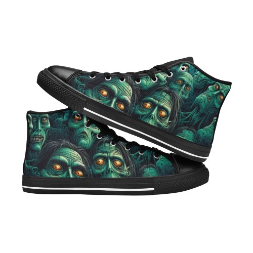 Night Of The Living Dead Women's High Top Canvas Shoes-4 Sides (Model 017)