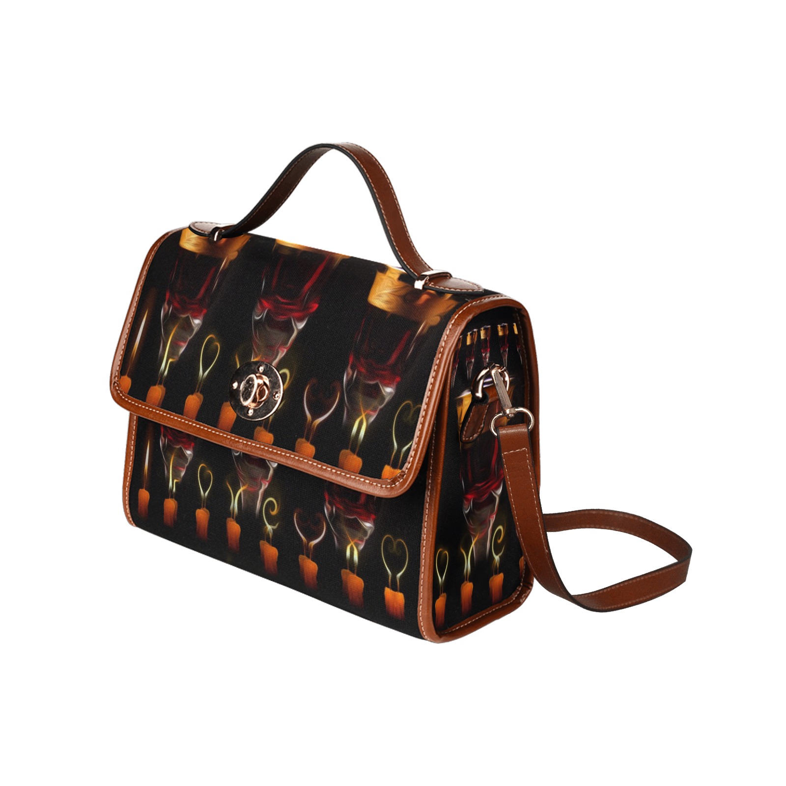 Candles and Wine Ritual Waterproof Canvas Bag-Brown (All Over Print) (Model 1641)