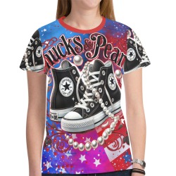 Chucks and Pearls RWB tee New All Over Print T-shirt for Women (Model T45)