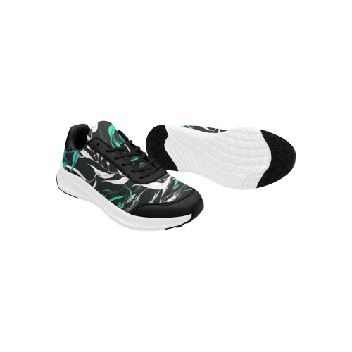 Greenish leaf paint 1 Women's Mudguard Running Shoes (Model 10092)