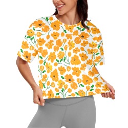 Yellow garden flowers WP Women's Cropped T-shirt (Model T80)