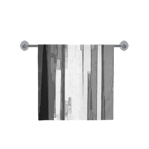 Greyscale Abstract B&W Art Bath Towel 30"x56"