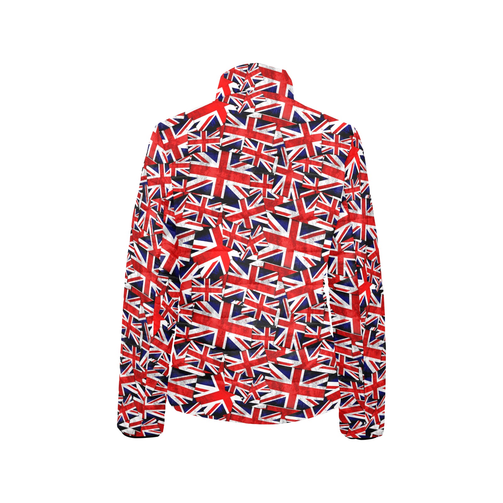 Union Jack British UK Flag Women's Stand Collar Padded Jacket (Model H41)
