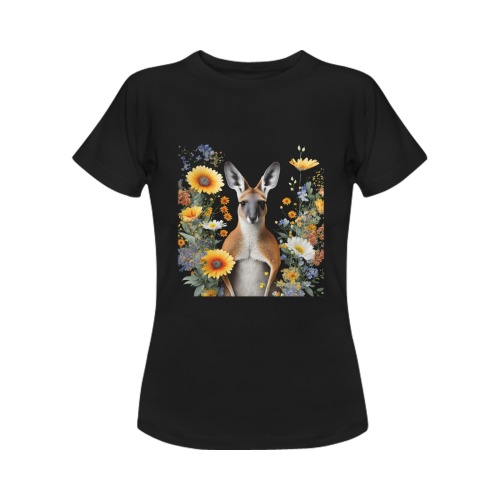 Kangaroo against a black background Women's T-Shirt in USA Size (Front Printing Only)