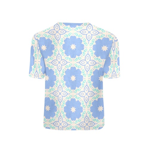 Pastel Blue Floral - Repper.app Big Girls' All Over Print Crew Neck T-Shirt (Model T40-2)