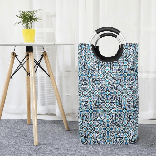 Moody Blue Large Pattern Square Laundry Bag