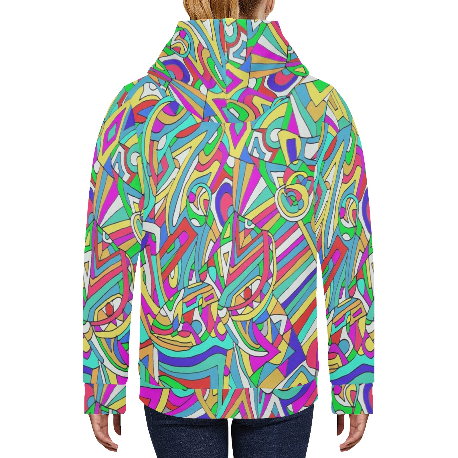 Abstract Motion Women's Long Sleeve Fleece Hoodie (Model H55)