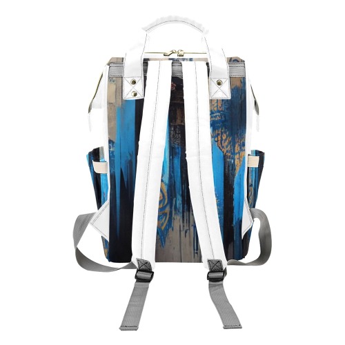 blue graffiti street Multi-Function Diaper Backpack/Diaper Bag (Model 1688)
