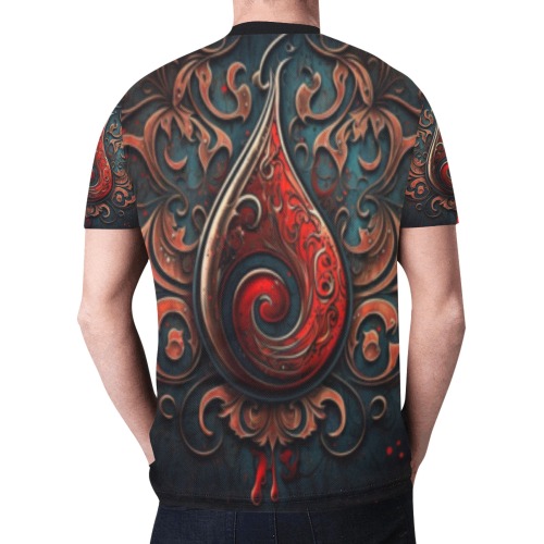 Red paisley New All Over Print T-shirt for Men (Model T45)