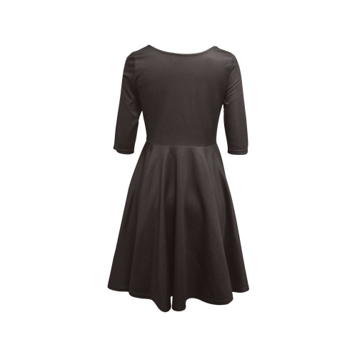 color licorice Half Sleeve Skater Dress (Model D61)