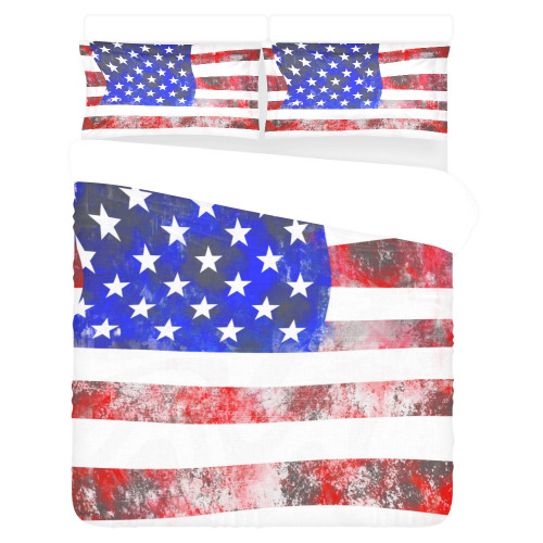 Extreme Grunge American Flag of the USA 3-Piece Bedding Set