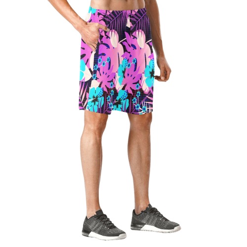 GROOVY FUNK THING FLORAL PURPLE Men's All Over Print Elastic Beach Shorts (Model L20)