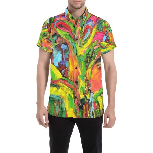 African Tree Collection Men's All Over Print Short Sleeve Shirt (Model T53)