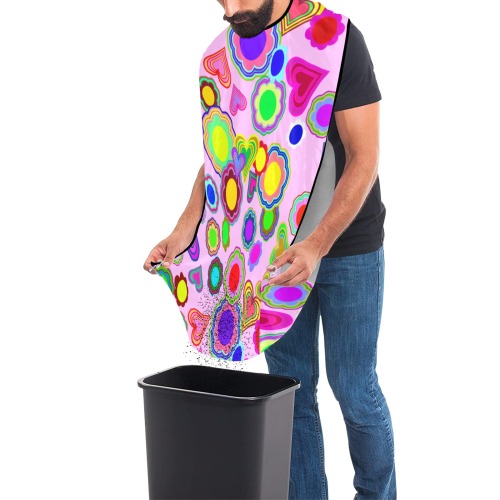 Groovy Hearts and Flowers Pink Beard Bib Apron for Men Shaving & Trimming