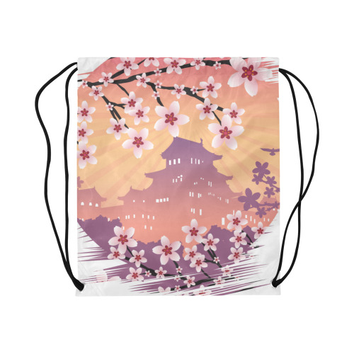 Peach Blossom Large Drawstring Bag Model 1604 (Twin Sides)  16.5"(W) * 19.3"(H)