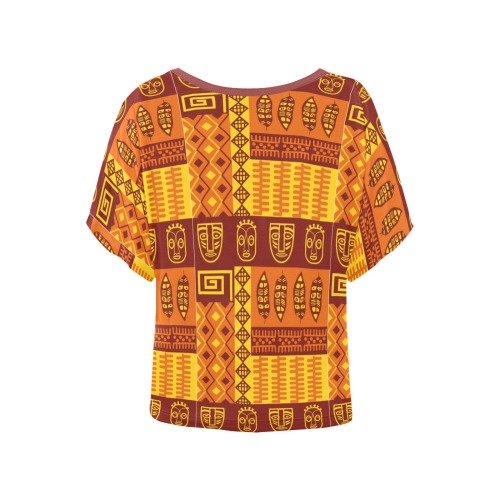 African patterns -13 Women's Batwing-Sleeved Blouse T shirt (Model T44)