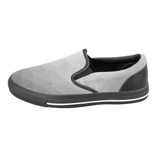 Grey Gradient Geometric Mesh Pattern Women's Slip-on Canvas Shoes (Model 019)