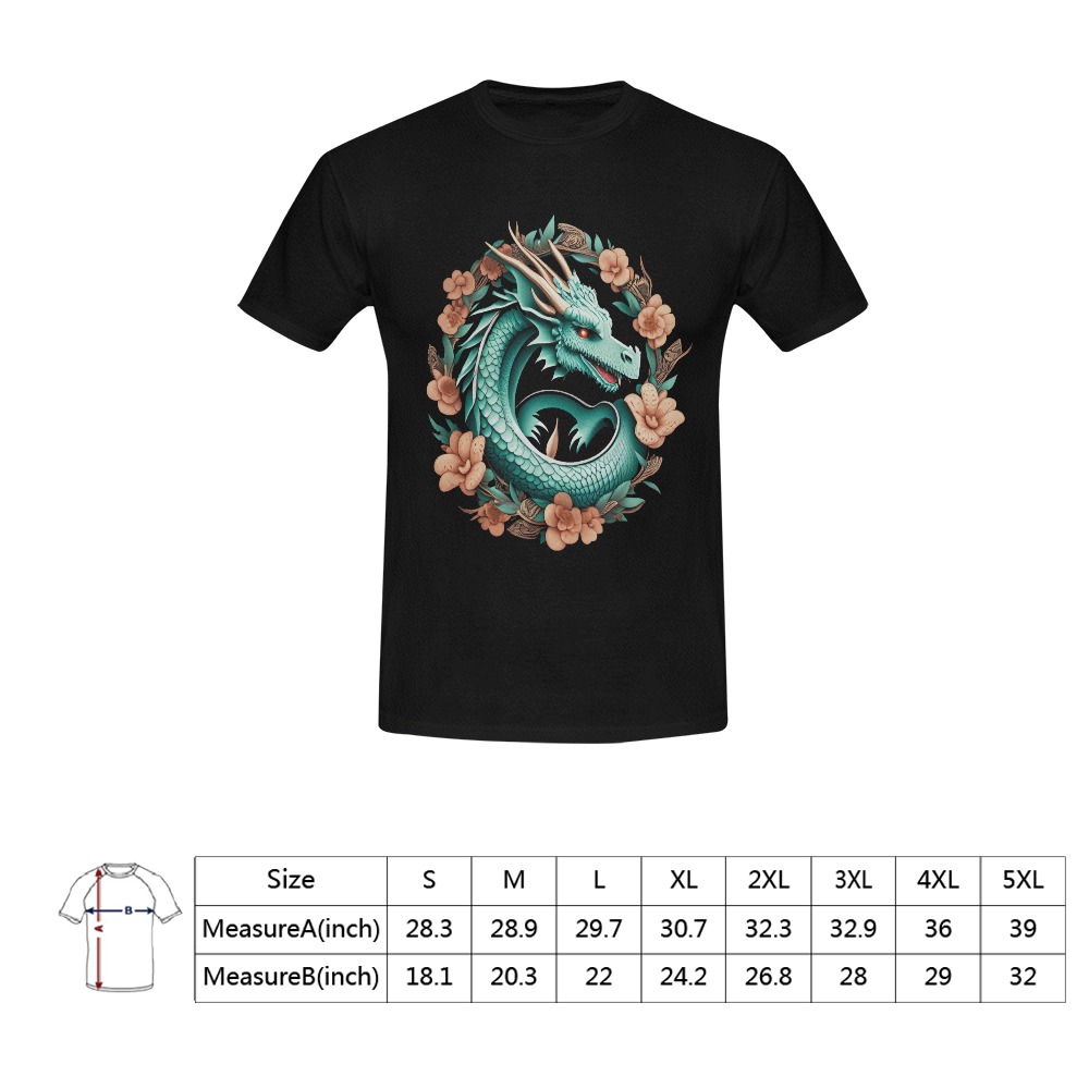 dragon on a black background 3 Men's T-Shirt in USA Size (Front Printing Only)