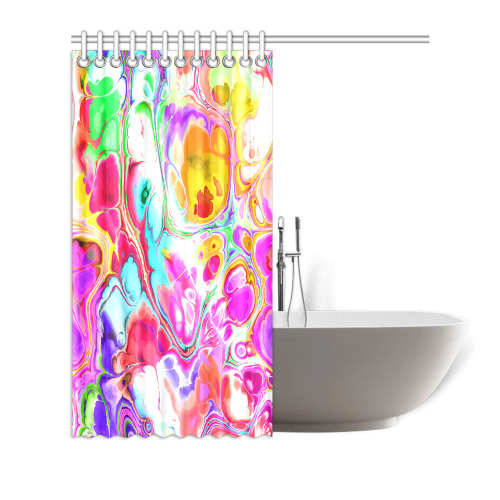 Funky Marble Acrylic Cellular Flowing Liquid Art Shower Curtain 72"x72"