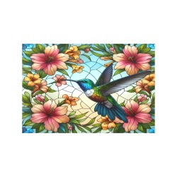 Hummingbird & Flowers Stained Glass Effect Placemat 12’’ x 18’’ (Set of 4)