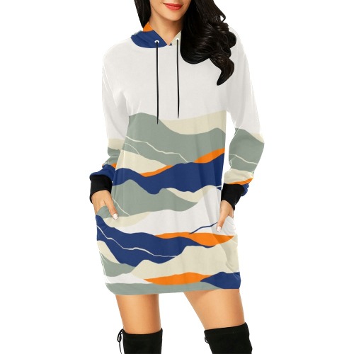 Modern abstract landscape of strokes-2 All Over Print Hoodie Mini Dress (Model H27)