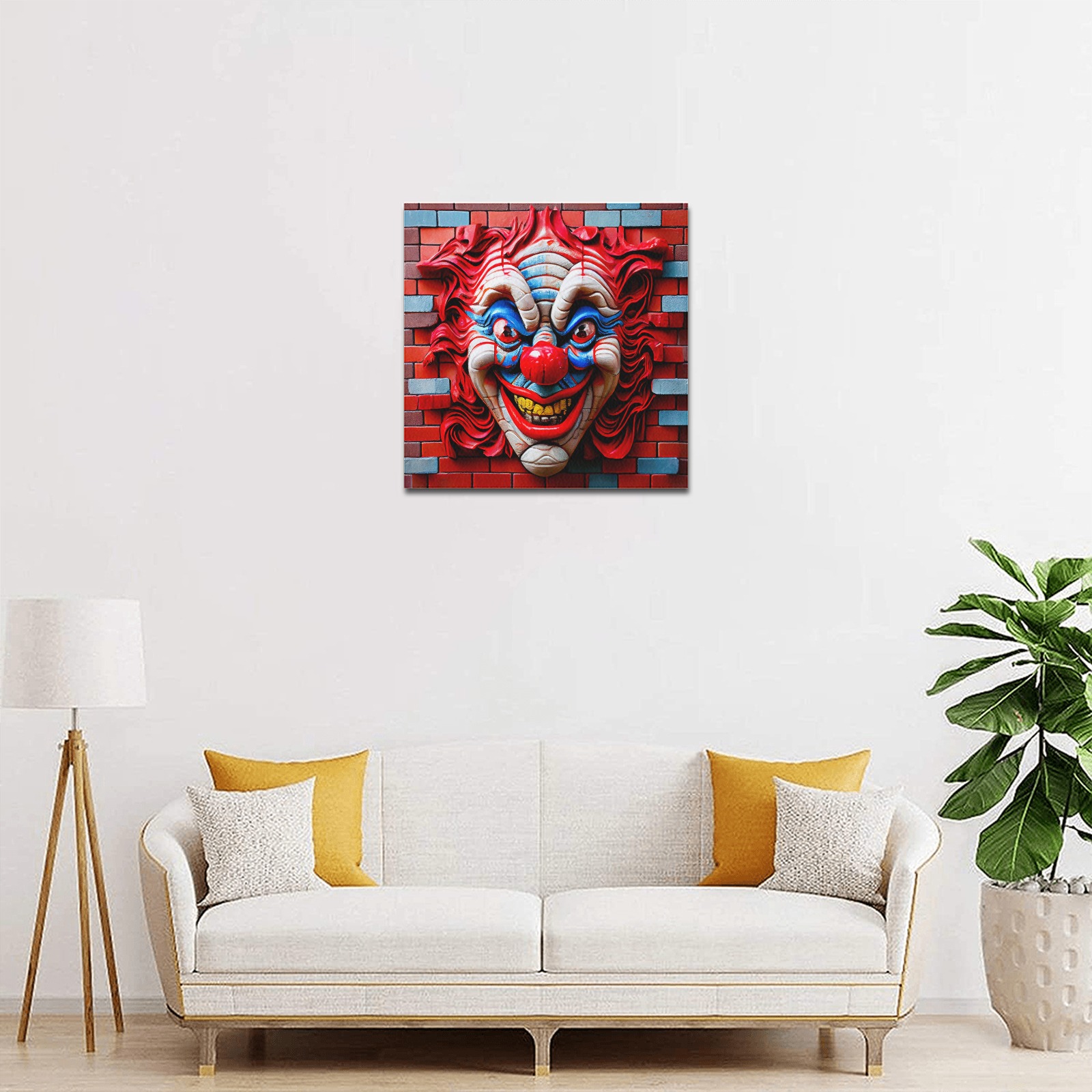 creepy clown face 3/4 Upgraded Canvas Print 16"x16"