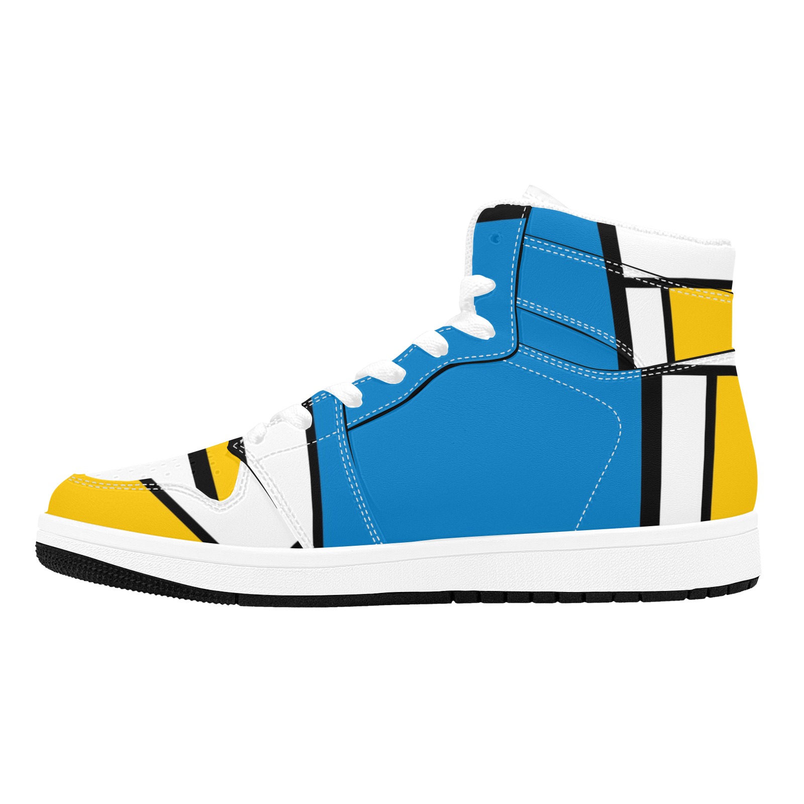 Mondrian De Stijl Modern Men's High Top Sneakers (Model 20042)